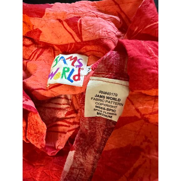 Jams World spice flower Hawaiian button up Shirt Rayon men red orange sz m - Picture 11 of 12